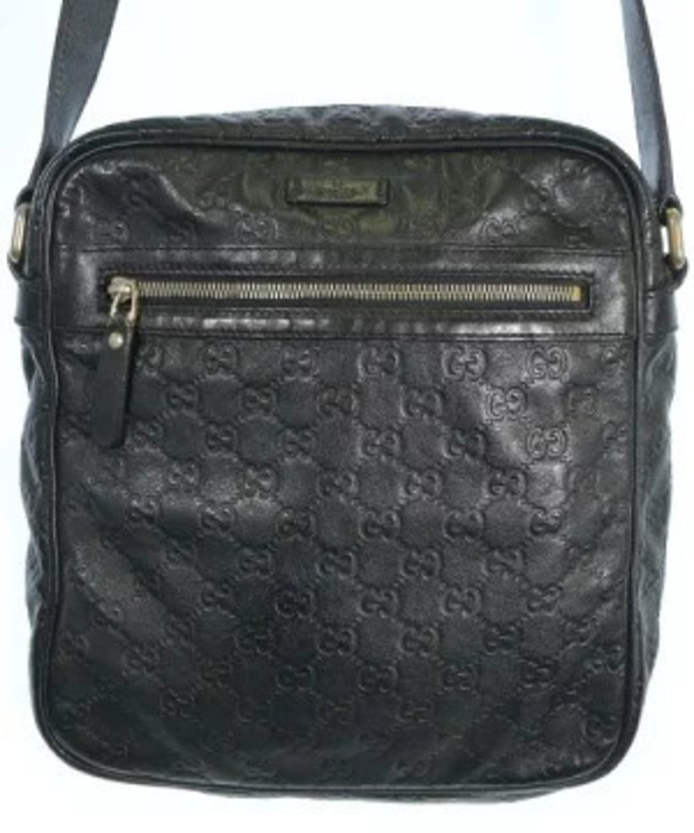 Gucci Guccissima Leather Messenger Crossbody Bag Black